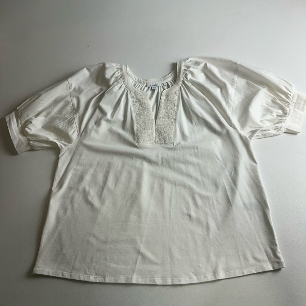 Chico’s size 3 (16) balloon, short sleeve blouse with smocked detail on front - Picture 12 of 12